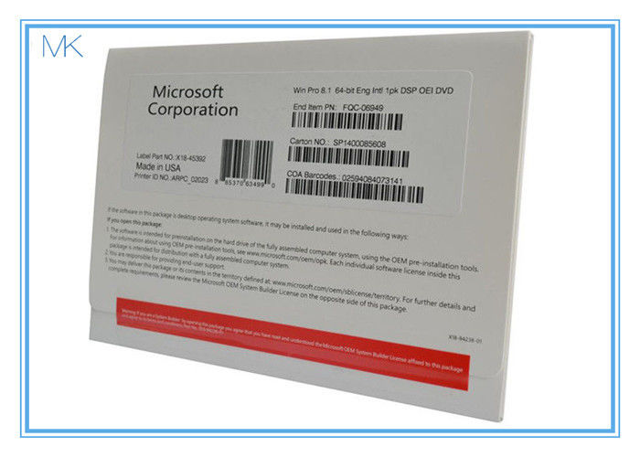 元のWindows 8.1 DVDの鍵カードが付いている64ビット プロダクト キーOemのパッケージ