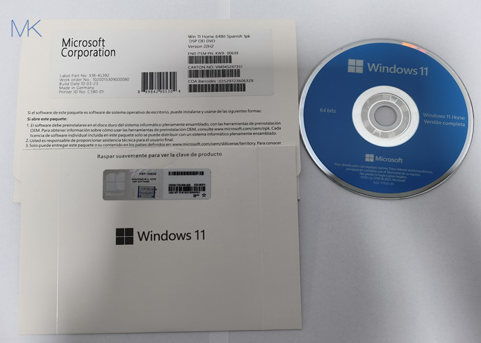 22H2スペイン版マイクロソフト・ウインドウズ11家OEM DVD物理的な箱KW9-00639