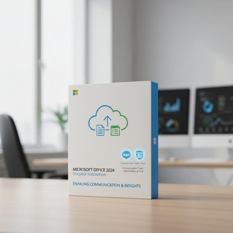 OneDrive連携 Microsoft Office 2024 コミュニケーションツール Skype およびデータ分析ツール Power BI を提供